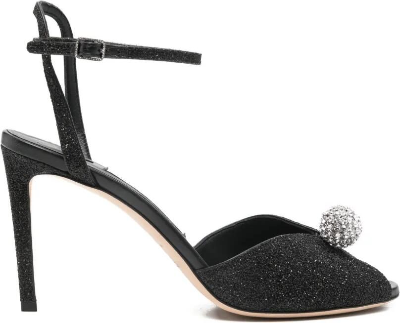 Jimmy Choo Sacora sandalen met glitter hak Zwart