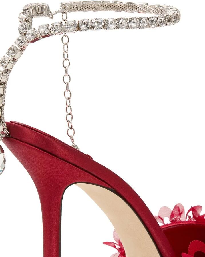 Jimmy Choo Saeda 100 pumps verfraaid met kristallen en bloemen-print Rood - Foto 3
