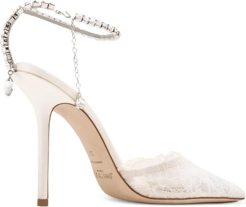 Jimmy Choo Saeda kanten sandalen verfraaid met kristallen Beige - Foto 3