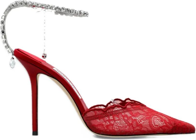 Jimmy Choo Saeda lace-overlay pumps Rood