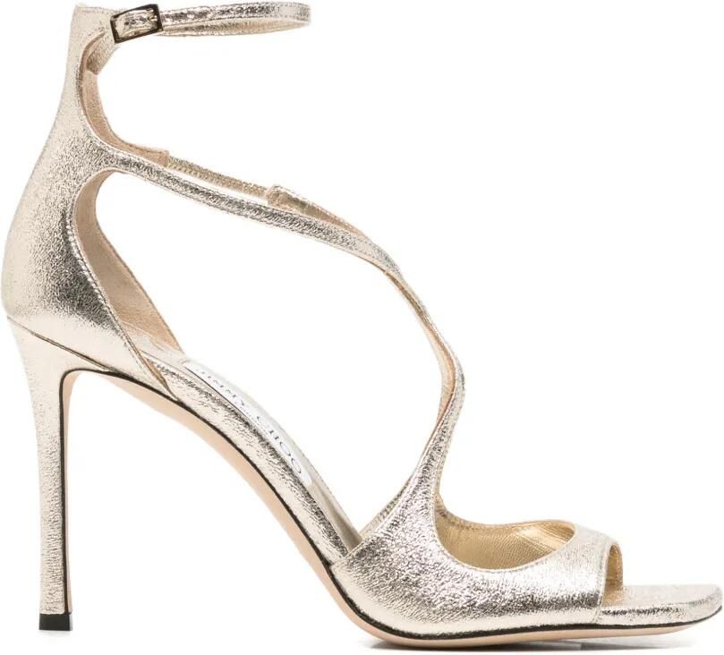 Jimmy Choo Sandalen met gekruiste bandjes en gebarsten effect Goud