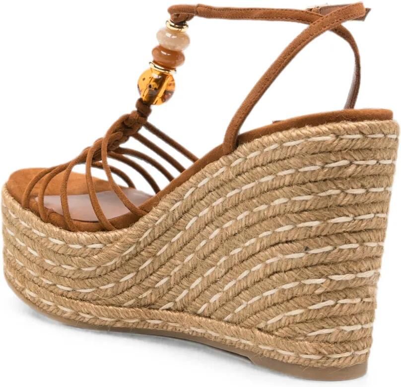 Jimmy Choo Sandalen met sleehak en verfraaid met kralen Bruin