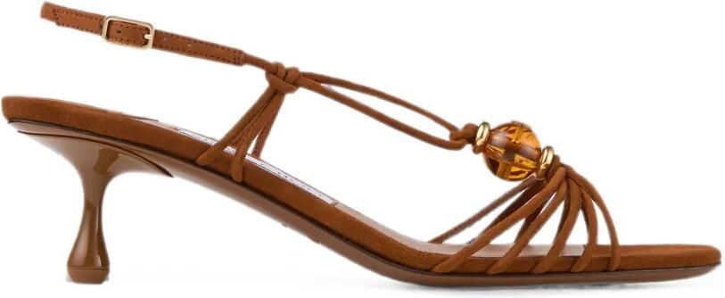 Jimmy Choo Sandalen verfraaid met kralen en bandjes Bruin