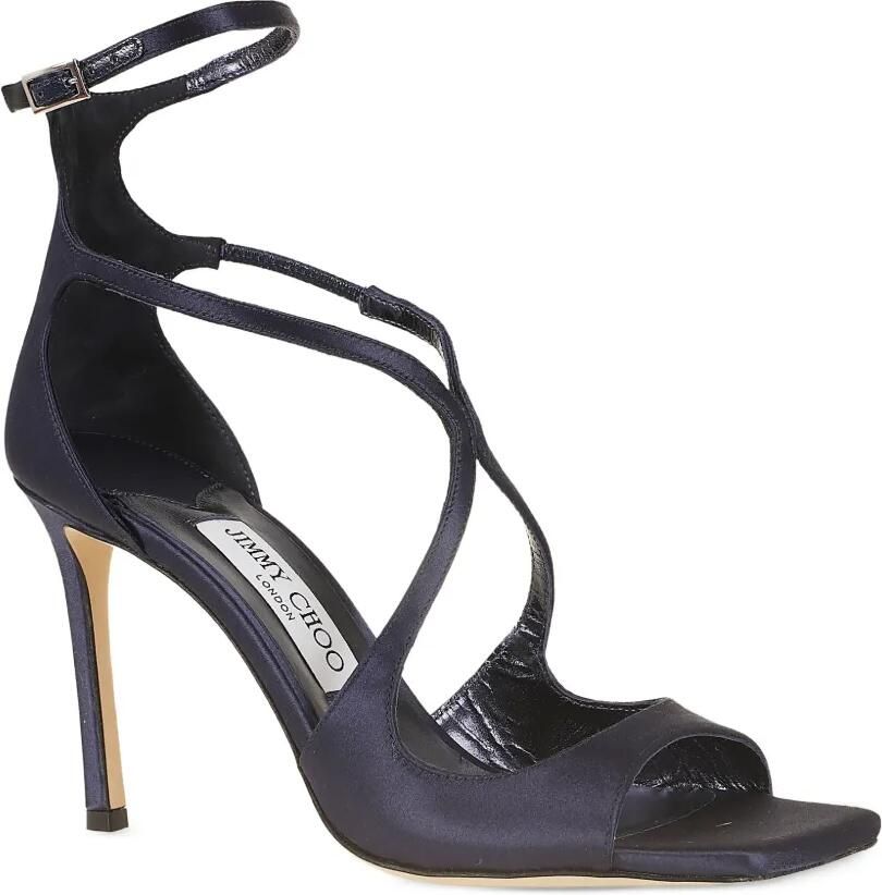 Jimmy Choo Satijnen sandalen met gekruiste bandjes Blauw