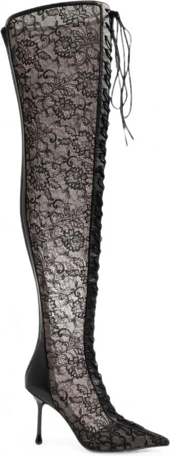 Jimmy Choo Scarlett overknee veterlaarzen Zwart