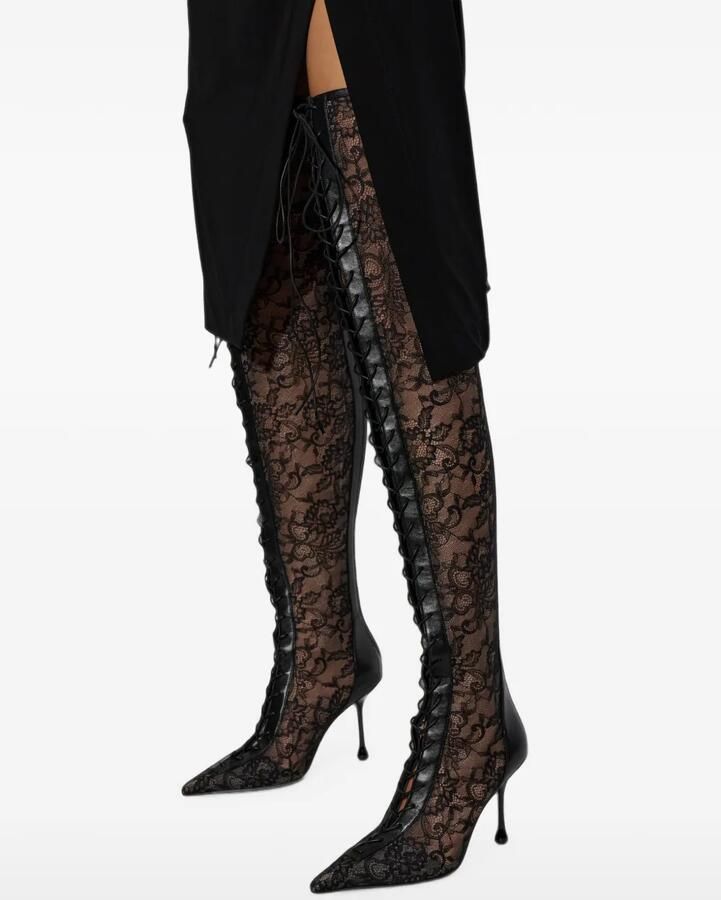 Jimmy Choo Scarlett overknee veterlaarzen Zwart - Foto 2