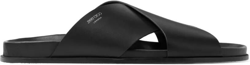 Jimmy Choo Sol vachetta leren slippers Zwart
