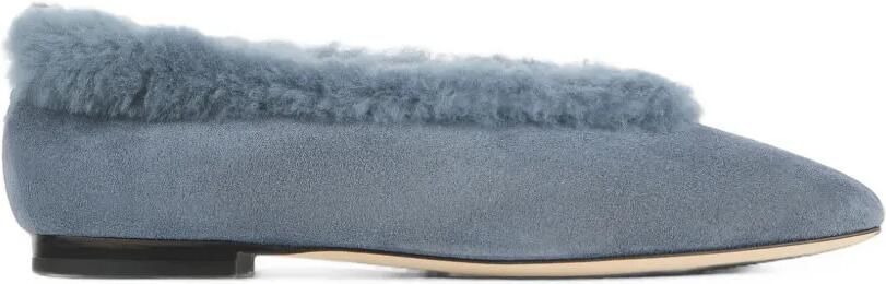 Jimmy Choo Suède ballerina's met lammy afwerking Blauw