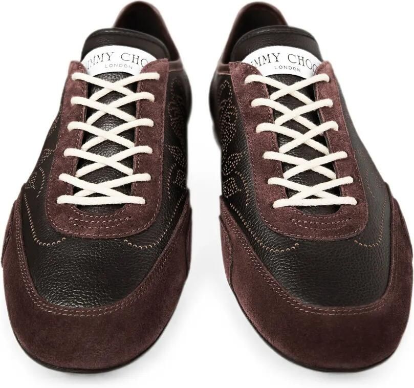 Jimmy Choo Sunny F leren low-top sneakers met geperforeerde details Zwart - Foto 3