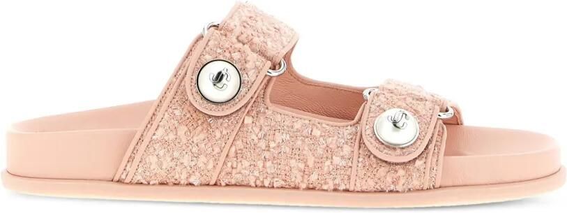 Jimmy Choo Tweed Fayence sandalen met parel Roze
