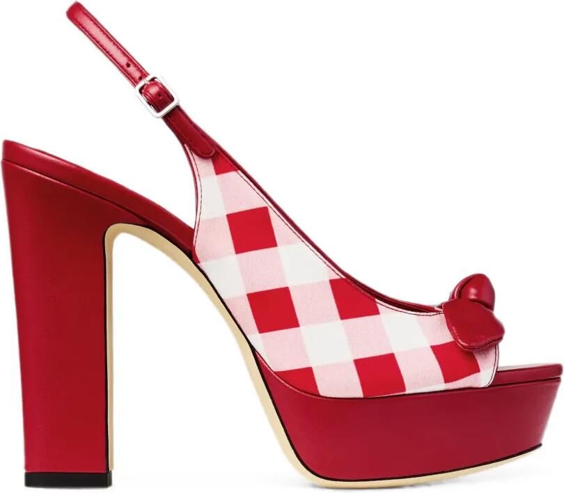 Jimmy Choo Ziva 120 geruite sandalen met strik Rood