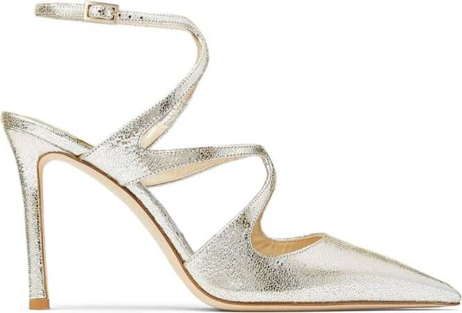 Jimmy Choo Azia 95mm pumps met metallic-effect Zilver