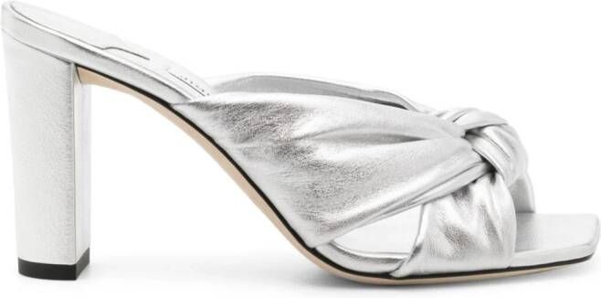 Jimmy Choo 85 mm Avenue metallic leren sandalen Zilver