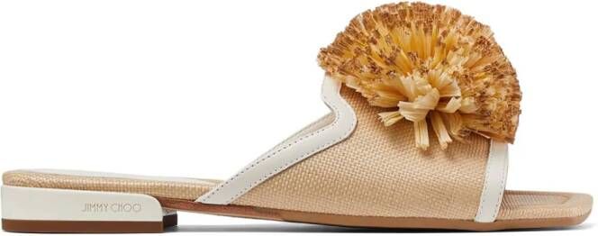 Jimmy Choo Nako muiltjes met pompon Beige