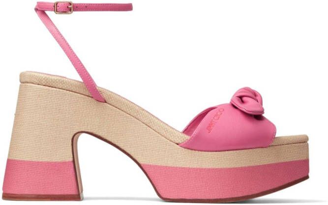 Jimmy Choo Rica leren 95mm sandalen met plateauzool Roze