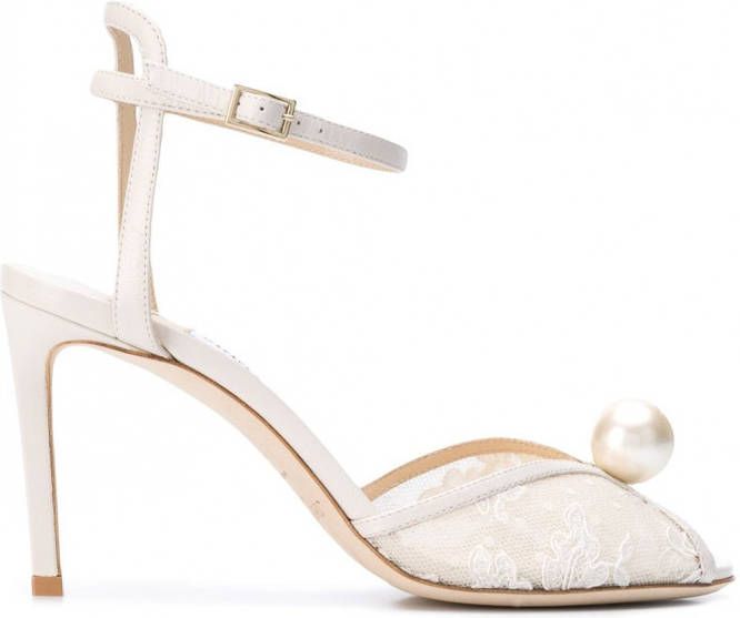 Jimmy Choo Sacora sandalen verfraaid met parels Beige