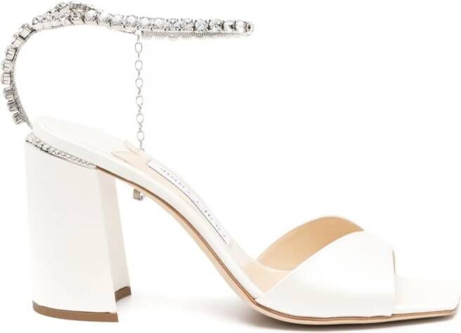 Jimmy Choo Saeda 85mm sandalen met kristallen Beige