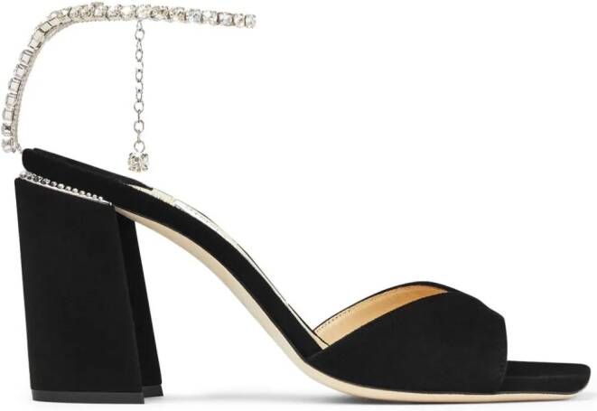 Jimmy Choo Saeda sandalen met kristallen Zwart