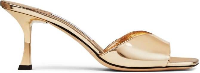 Jimmy Choo Skye 70 mm metallic muiltjes Goud