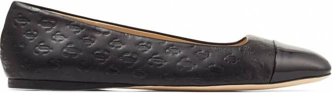 Jimmy Choo Watson ballerina's met monogram BLACK BLACK