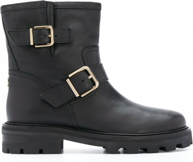 Jimmy Choo Youth enkellaarzen met gesp Zwart