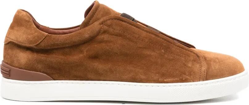 JOHN HARRISON Suède slip-on sneakers Bruin