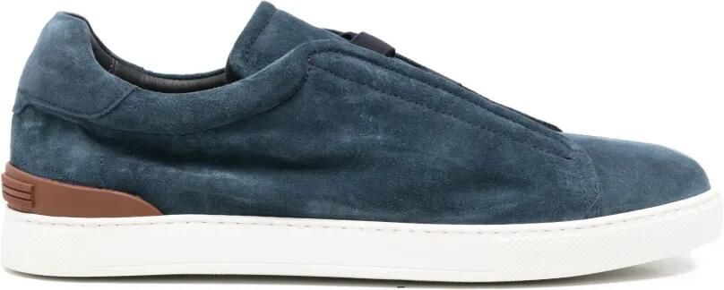JOHN HARRISON Suède sneakers met vlakken Blauw