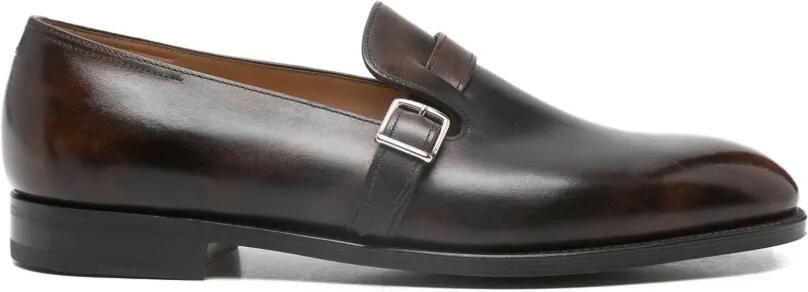 John Lobb Leren loafers met gesp Bruin