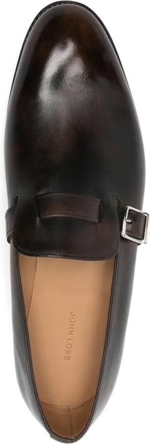John Lobb Leren loafers met gesp Bruin - Foto 4