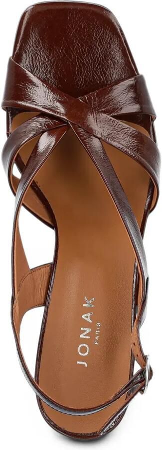 JONAK PARIS crinkled-leather crossover sandals Bruin - Foto 4