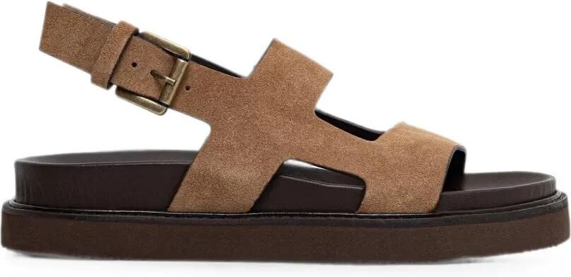 JONAK PARIS Lagune suède sandalen met gespsluiting Beige