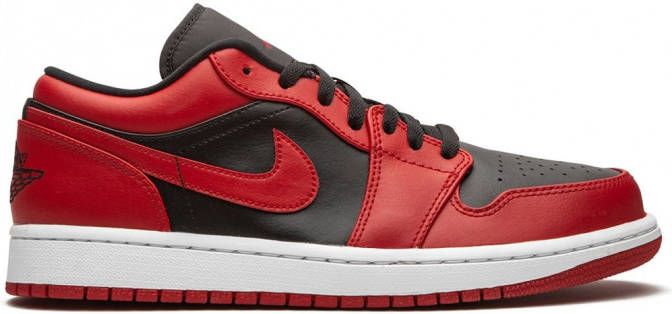 Jordan 1 low top sneakers leer polyamide rubber 10.5 Rood