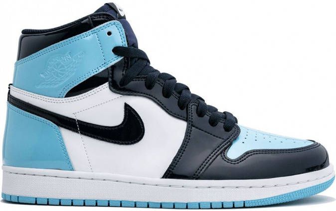 Jordan Air 1 High OG sneakers dames leer rubber Polyester 10.5 Blauw