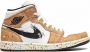 Jordan "Air 1 Mid Brushstroke sneakers" rubber Stof Stof suède 10.5 Bruin - Thumbnail 1