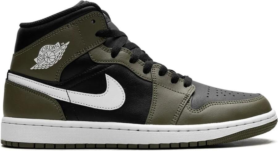 Jordan Air 1 Mid "Black White Olive" sneakers Groen