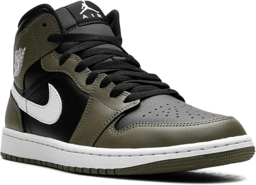 Jordan Air 1 Mid "Black White Olive" sneakers Groen - Foto 2