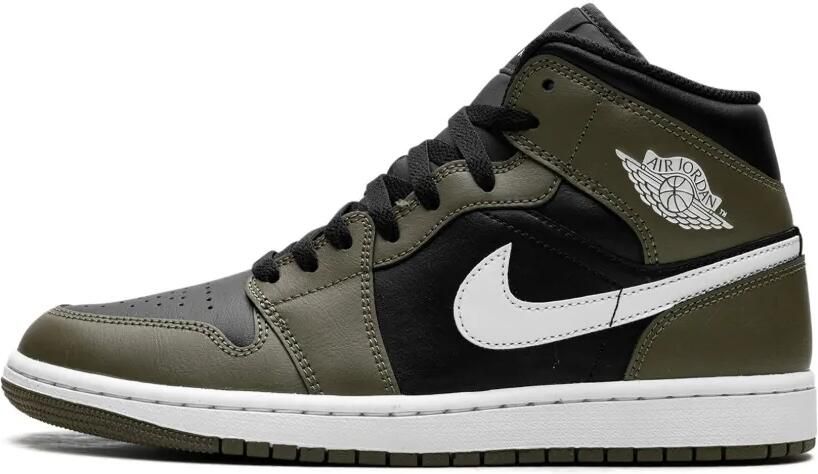 Jordan Air 1 Mid "Black White Olive" sneakers Groen - Foto 4
