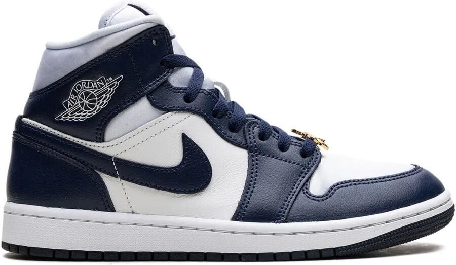 Jordan Air 1 Mid "Football Grey White Midnight Navy" sneakers Blauw