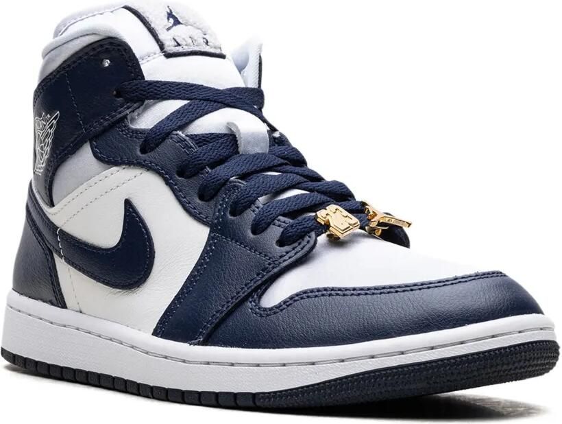 Jordan Air 1 Mid "Football Grey White Midnight Navy" sneakers Blauw - Foto 2