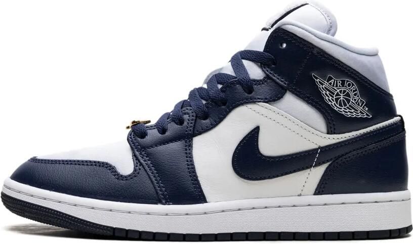 Jordan Air 1 Mid "Football Grey White Midnight Navy" sneakers Blauw - Foto 4