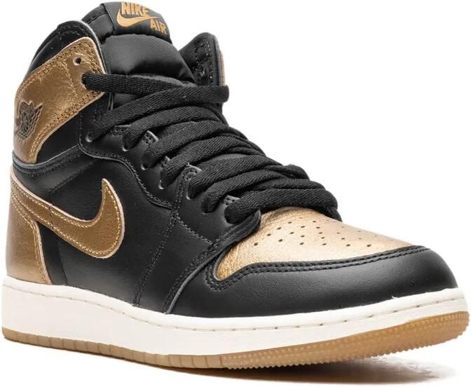 Jordan Kids Air Jordan 1 "Black Metallic Gold" sneakers Zwart