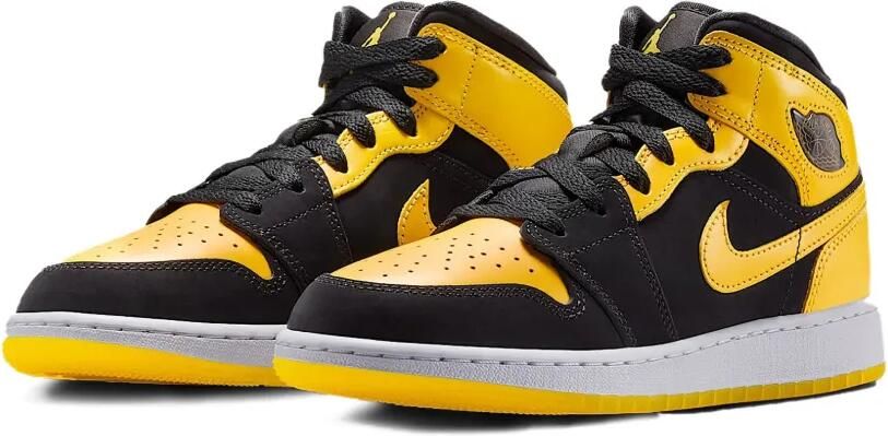 Jordan Kids Air Jordan 1 Mid SE "Black White Varsity Maize" sneakers Zwart