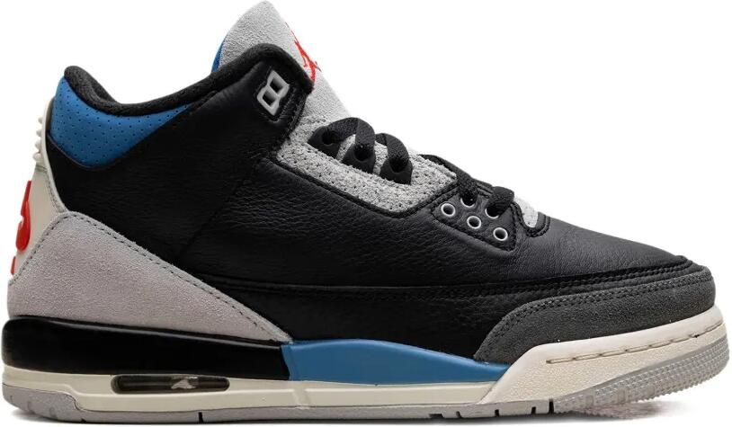 Jordan Kids Air Jordan 3 "Black Neutral Grey Military Blue Chile Red" sneakers Zwart
