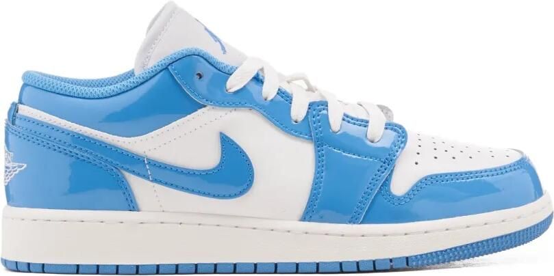 Jordan Kids Jordan 1 Low SE "White Legend Blue Patent" sneakers Wit