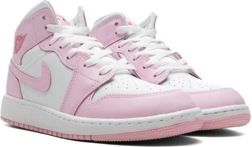 Jordan Kids Jordan 1 Mid "Pink Foam Fire Red" sneakers Roze