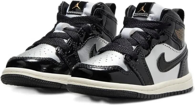 Jordan Kids Jordan 1 Mid SE "Black Metallic Silver Sail Metallic Gold" sneakers Zwart