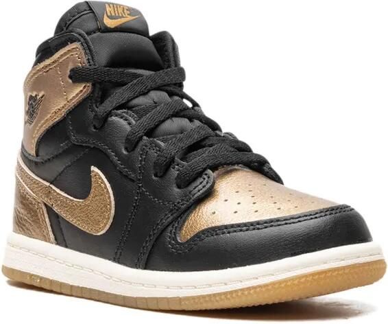 Jordan Kids Jordan 1 Retro High OG "Black Metallic Gold" sneakers Zwart