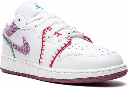 Jordan Kids "Air Jordan 1 Low White Light Bordeuax sneakers" Wit