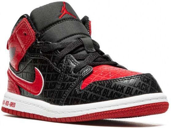 Jordan Kids Air Jordan 1 Mid 'Black + Red' sneakers Zwart