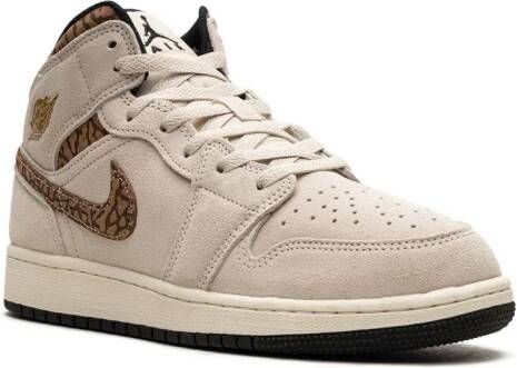 Jordan Kids "Air Jordan 1 Mid SE Brown Elephant sneakers" Beige